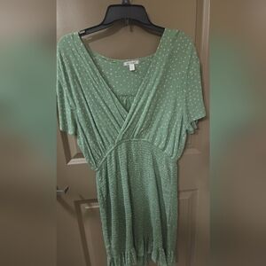 Mi ami Green and White Polka Dot Dress